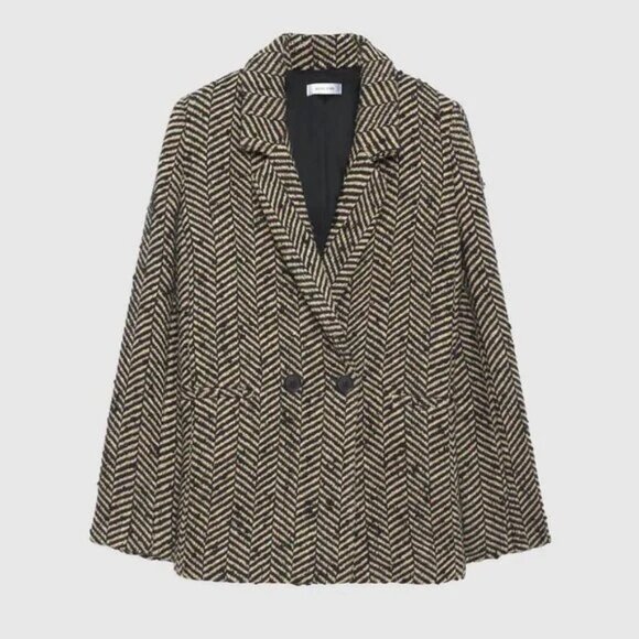 Anine Bing Diana Oversized Wool Herringbone Jacket - Picture 9 of 10